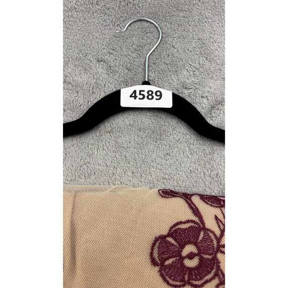 Unbranded Embroidered Floral Mesh Maxi Dress Women S Beige Burgundy Boho Prairie - Picture 12 of 12